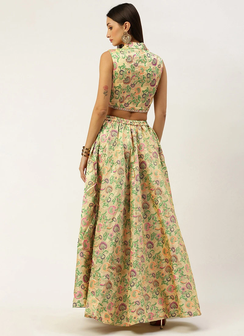 Skirt From Beige Art Silk Jacquard Co Ords Set After Six Wear 4 Skirt From Beige Art Silk Jacquard Co Ords Set After Six Wear - Image 4