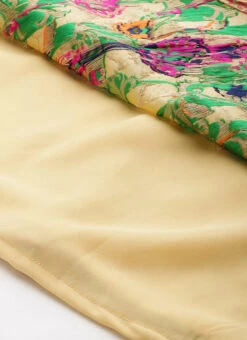 Beige Art Silk Jacquard Pleated Yoke Gown Wedding Wear -C Bazaar Shop Beige Art Silk Jacquard Pleated Yoke Gown IWBS02212539 rrc3