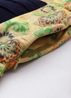 Beige Art Silk Jacquard Pleated Yoke Gown Wedding Wear -C Bazaar Shop Beige Art Silk Jacquard Pleated Yoke Gown IWBS02212539 rrc4