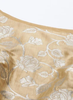 Beige Brocade Boat Neck Flared Dress Festive Wear -C Bazaar Shop Beige Brocade Boat Neck Flared Dress DRBS02105387 rrc1