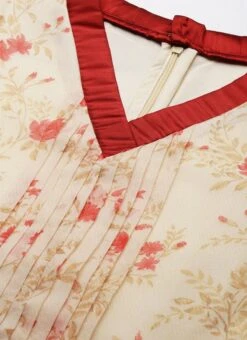 Beige Digital Printed Organza Kurta Set After Six Wear -C Bazaar Shop Beige Digital Printed Organza Kurta Set KSBS02202389 rrc1