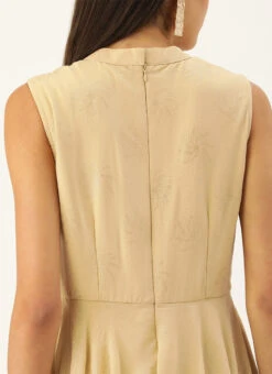 Beige Georgette Foil Printed Dress After Six Wear -C Bazaar Shop Beige Georgette Foil Printed Dress DRBS02209651 rrc2