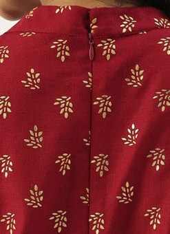 Beige N Maroon Printed Halter Neck Kurta Set Festive Wear -C Bazaar Shop Beige N Maroon Printed Halter Neck Kurta Set KSBS02102847 rrc2