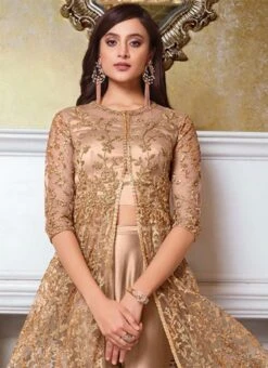 Beige Net Anarkali Suit Party Wear Party Wear 7 Beige Net Anarkali Suit Party Wear Party Wear -C Bazaar Shop Beige Net Anarkali Suit Party Wear SLSAJ25744626 b