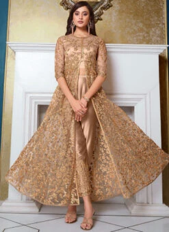 Beige Net Anarkali Suit Party Wear Party Wear 6 Beige Net Anarkali Suit Party Wear Party Wear -C Bazaar Shop Beige Net Anarkali Suit Party Wear SLSAJ25744626 u