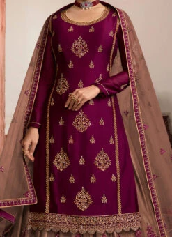 Beige Net Long Choli A Line Lehenga Party Wear