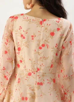 Beige Organza Ruffle Dress Party Wear 13 Beige Organza Ruffle Dress Party Wear -C Bazaar Shop Beige Organza Ruffle Dress DRBS02203561 rrc2