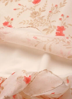 Beige Organza Ruffle Dress Party Wear 14 Beige Organza Ruffle Dress Party Wear -C Bazaar Shop Beige Organza Ruffle Dress DRBS02203561 rrc3