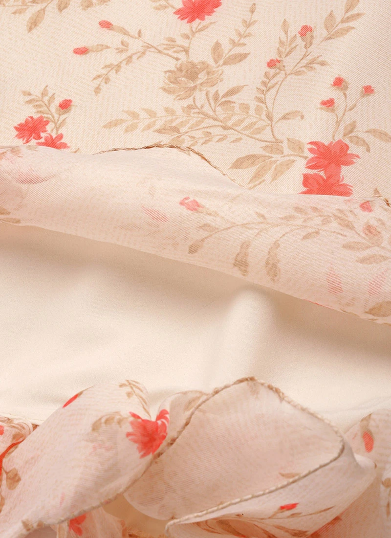 Beige Organza Ruffle Dress Party Wear 7 Beige Organza Ruffle Dress Party Wear - Image 7