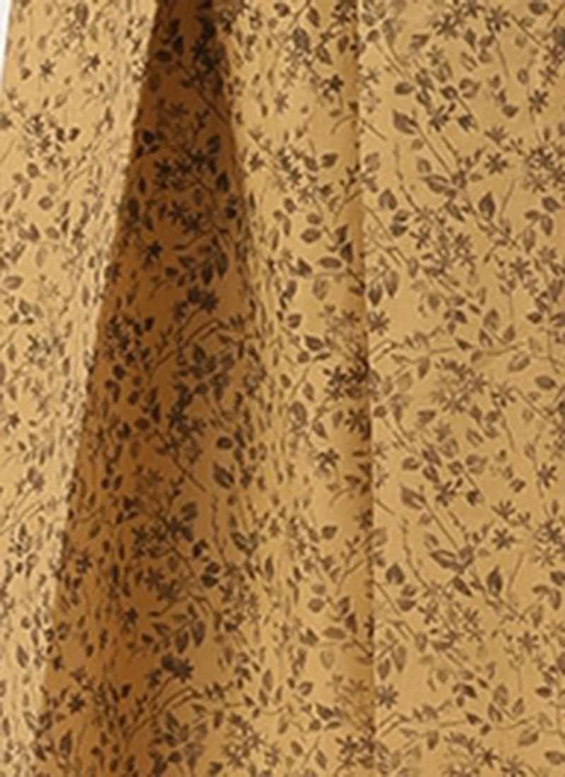 Beige Printed Rayon Calf Length Dress Work Wear 7 Beige Printed Rayon Calf Length Dress Work Wear - Image 7