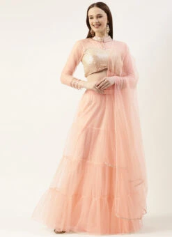 Skirt From Beige Sequins Embroidered Tiered Lehenga Set After Six Wear 10 Skirt From Beige Sequins Embroidered Tiered Lehenga Set After Six Wear -C Bazaar Shop Beige Sequins Embroidered Tiered Lehenga Set GHBS02211199 u