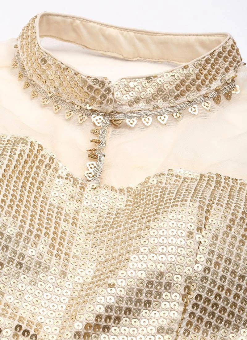 Skirt From Beige Sequins Embroidered Tiered Lehenga Set After Six Wear 5 Skirt From Beige Sequins Embroidered Tiered Lehenga Set After Six Wear - Image 5