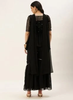 Top From Black Chinon Embroidered N Sequins Gharara Set After Six Wear 11 Top From Black Chinon Embroidered N Sequins Gharara Set After Six Wear -C Bazaar Shop Black Chinon Embroidered N Sequins Gharara Set SLBS02209627 b 1