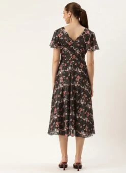 Black Chinon Side Cut Out Dress After Six Wear -C Bazaar Shop Black Chinon Side Cut Out Dress DRBS02308941 b