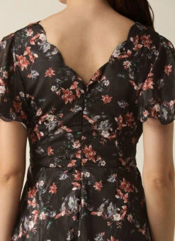 Black Chinon Side Cut Out Dress After Six Wear -C Bazaar Shop Black Chinon Side Cut Out Dress DRBS02308941 rrc2