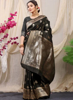 Black Color Zari Weaving Patola Silk Saree Festive Wear -C Bazaar Shop Black Color Zari Weaving Patola Silk Saree SASOM111106 u