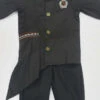 Black Cotton Silk Embroidered Boys Kurta Pyjama