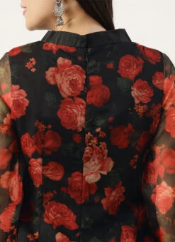 Black Digital Printed Organza Kurta Set After Six Wear -C Bazaar Shop Black Digital Printed Organza Kurta Set KSBS02202388 rrc3