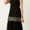 Top From Black Embroidered Georgette Gharara Set After Six Wear
