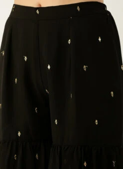 Top From Black Embroidered Georgette Gharara Set After Six Wear -C Bazaar Shop Black Embroidered Georgette Gharara Set IWBS02301100 rrc3