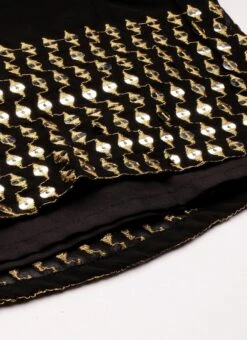 Bottom From Black Embroidered Georgette Gharara Set After Six Wear -C Bazaar Shop Black Embroidered Georgette Gharara Set IWBS02301100 rrc4 1