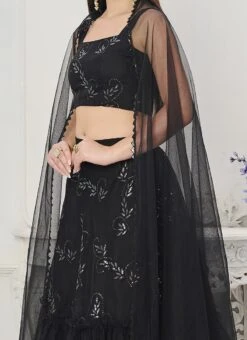 Dupatta From Black Embroidered Organza Lehenga After Six Wear