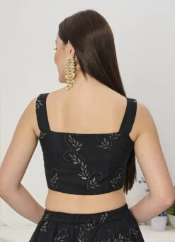 Dupatta From Black Embroidered Organza Lehenga After Six Wear -C Bazaar Shop Black Embroidered Organza Lehenga GHBS02301988 rrc2