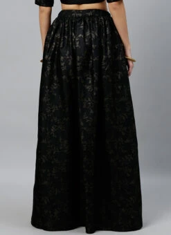 Black Foil Printed Rayon Skirt Festive Wear -C Bazaar Shop Black Foil Printed Rayon Skirt WBBS02307586 b