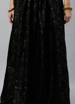 Black Foil Printed Rayon Skirt Festive Wear