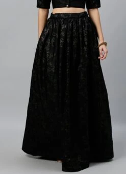 Black Foil Printed Rayon Skirt Festive Wear -C Bazaar Shop Black Foil Printed Rayon Skirt WBBS02307586 u