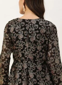 Black Foli Print Georgette Kurti Set Festive Wear -C Bazaar Shop Black Foli Print Georgette Kurti Set KSBS02302551 rrc3