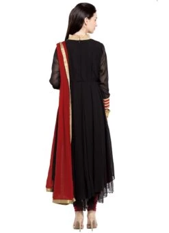 Black Georgette Asymmetrical Anarkali Suit Party Wear -C Bazaar Shop Black Georgette Asymmetrical Anarkali Suit SLMNC1665 b