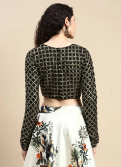 Black Georgette Embroidered Blouse Festive Wear 11 Black Georgette Embroidered Blouse Festive Wear -C Bazaar Shop Black Georgette Embroidered Blouse BLBS02303867 b