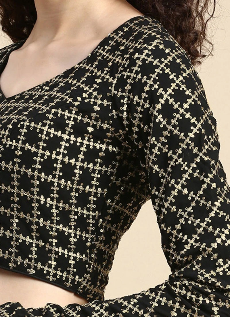 Black Georgette Embroidered Blouse Festive Wear 7 Black Georgette Embroidered Blouse Festive Wear - Image 7