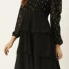 Black Georgette Embroidered Layered Dress Party Wear
