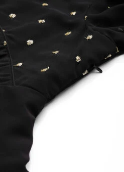 Black Georgette Embroidered Layered Dress Party Wear -C Bazaar Shop Black Georgette Embroidered Layered Dress DRBS02305155 rrc3