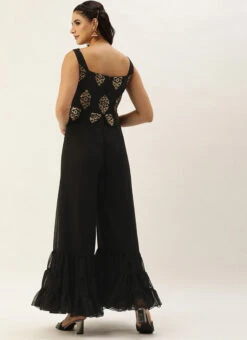 Black Georgette Sequins Jumpsuit Festive Wear -C Bazaar Shop Black Georgette Sequins Jumpsuit DRBS02306303 b