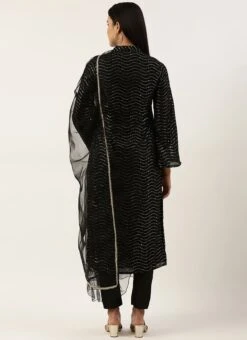 Top From Black Georgette Sequins Narrow Straight Pant Suit After Six Wear -C Bazaar Shop Black Georgette Sequins Narrow Straight Pant Suit SLBS02211248 b 2