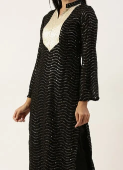 Dupatta From Black Georgette Sequins Narrow Straight Pant Suit After Six Wear