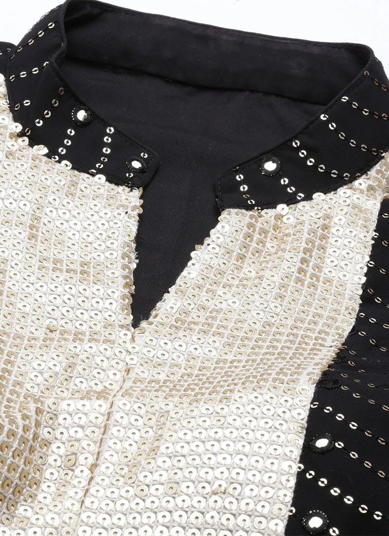 Bottom From Black Georgette Sequins Narrow Straight Pant Suit After Six Wear 5 Bottom From Black Georgette Sequins Narrow Straight Pant Suit After Six Wear - Image 5