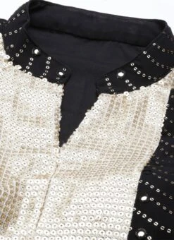 Top From Black Georgette Sequins Narrow Straight Pant Suit After Six Wear -C Bazaar Shop Black Georgette Sequins Narrow Straight Pant Suit SLBS02211248 rrc1 2