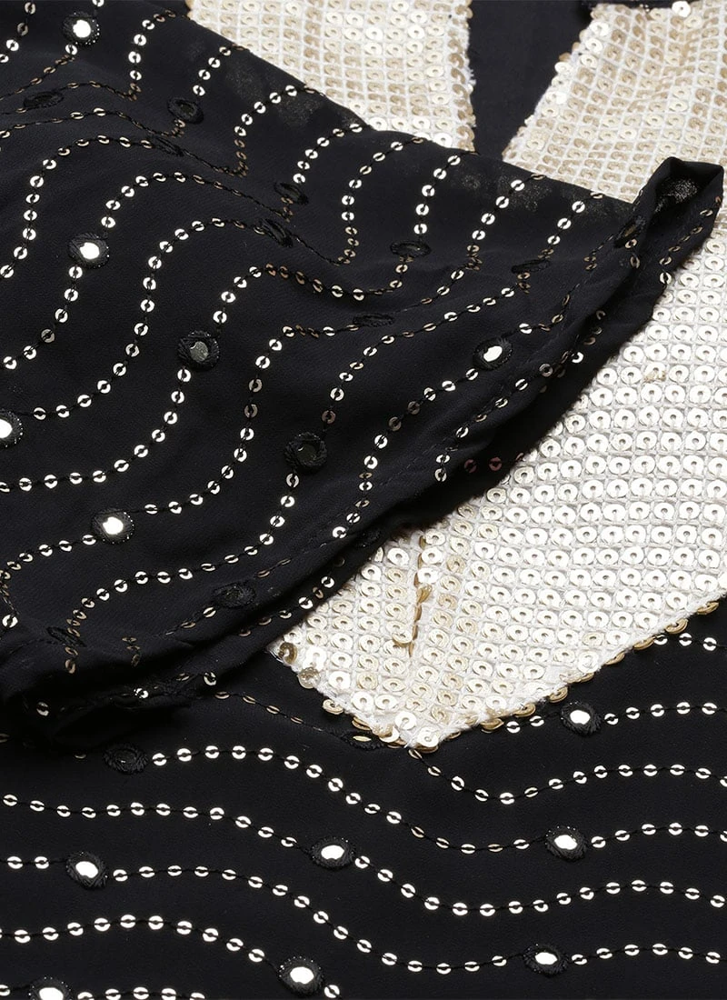 Bottom From Black Georgette Sequins Narrow Straight Pant Suit After Six Wear 7 Bottom From Black Georgette Sequins Narrow Straight Pant Suit After Six Wear - Image 7