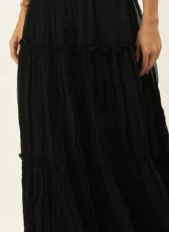 Black Georgette Tiered Skirt Festive Wear