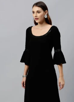 Black Georgette Top Work Wear -C Bazaar Shop Black Georgette Top KRBS02307699 b