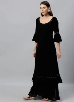 Black Georgette Top Work Wear -C Bazaar Shop Black Georgette Top KRBS02307699 u