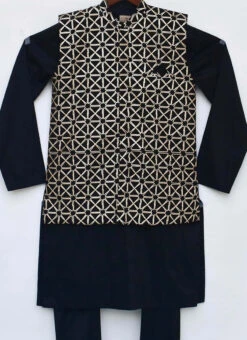 Black Gota Embroidered Bandi Set