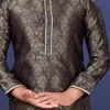 Black Jacquard Silk Kurta Pyjama