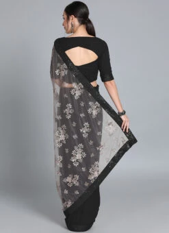 Black N Grey Embroidered Half N Half Saree Festive Wear -C Bazaar Shop Black N Grey Embroidered Half N Half Saree SABS01912866 b