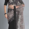 Black N Grey Embroidered Half N Half Saree Festive Wear