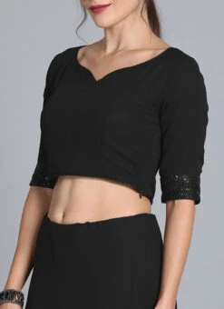 Black N Grey Embroidered Half N Half Saree Festive Wear -C Bazaar Shop Black N Grey Embroidered Half N Half Saree SABS01912866 rrc1